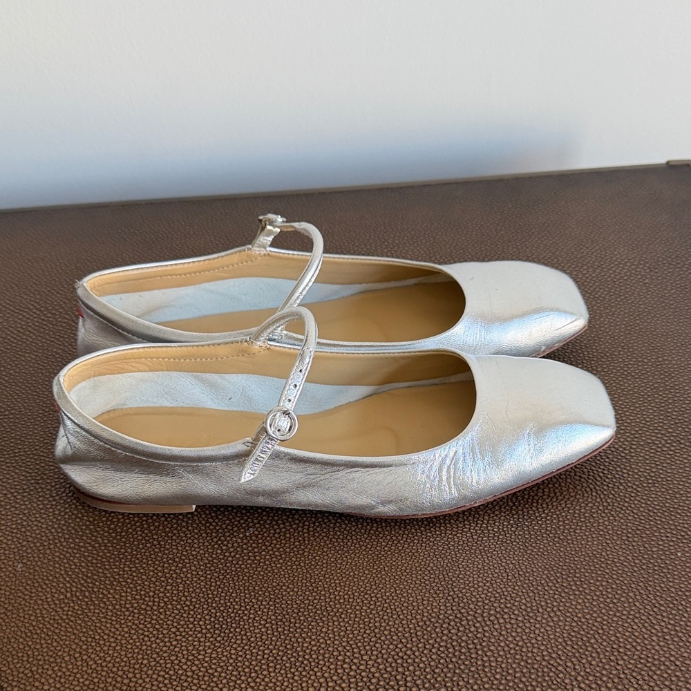 Aeyde Silver Mary Jane Flats
